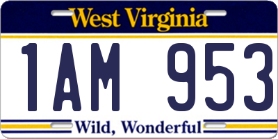 WV license plate 1AM953