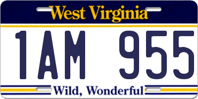 WV license plate 1AM955