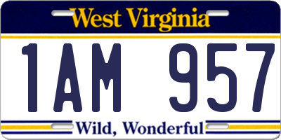 WV license plate 1AM957