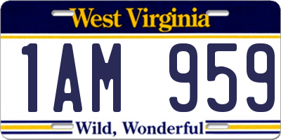 WV license plate 1AM959