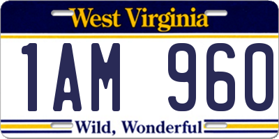 WV license plate 1AM960