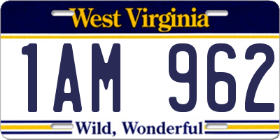 WV license plate 1AM962