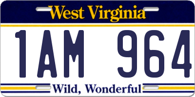 WV license plate 1AM964