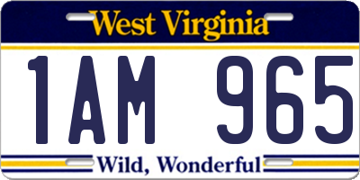 WV license plate 1AM965