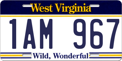 WV license plate 1AM967