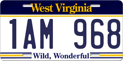 WV license plate 1AM968