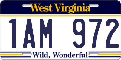 WV license plate 1AM972