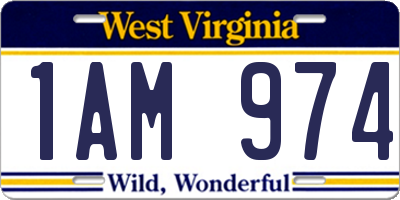WV license plate 1AM974