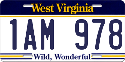 WV license plate 1AM978
