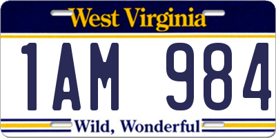 WV license plate 1AM984