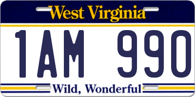 WV license plate 1AM990