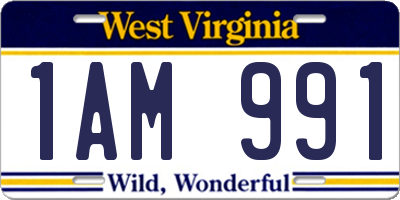 WV license plate 1AM991