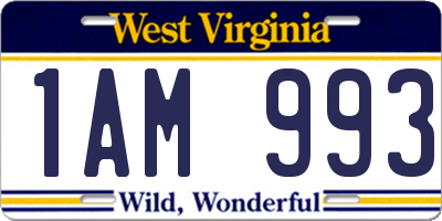 WV license plate 1AM993