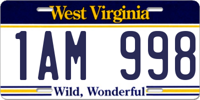 WV license plate 1AM998