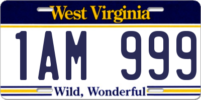 WV license plate 1AM999