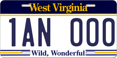 WV license plate 1AN000