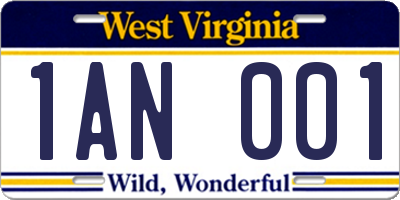 WV license plate 1AN001