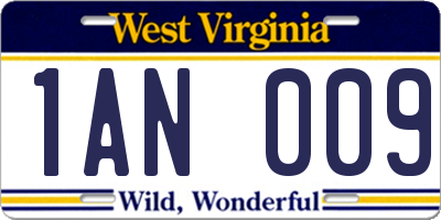 WV license plate 1AN009