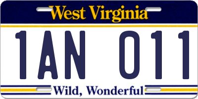 WV license plate 1AN011