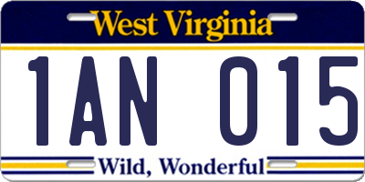 WV license plate 1AN015