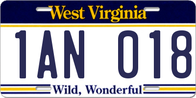 WV license plate 1AN018