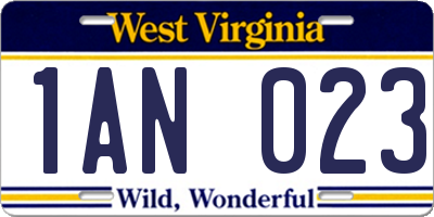 WV license plate 1AN023