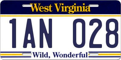 WV license plate 1AN028