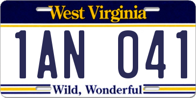 WV license plate 1AN041