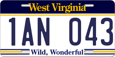 WV license plate 1AN043