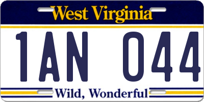 WV license plate 1AN044