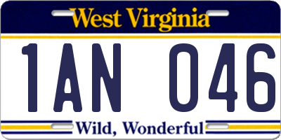 WV license plate 1AN046