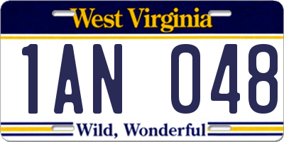 WV license plate 1AN048