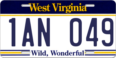 WV license plate 1AN049