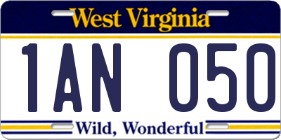 WV license plate 1AN050