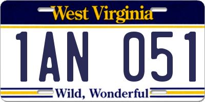 WV license plate 1AN051