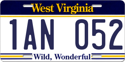 WV license plate 1AN052