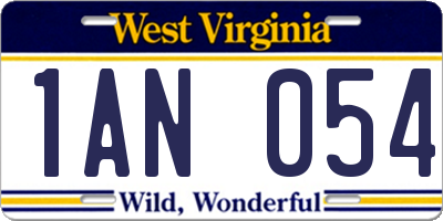 WV license plate 1AN054