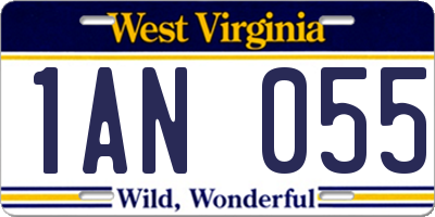 WV license plate 1AN055