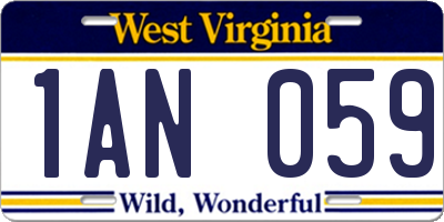 WV license plate 1AN059