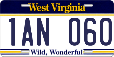 WV license plate 1AN060