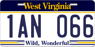 WV license plate 1AN066