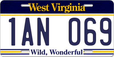 WV license plate 1AN069