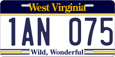WV license plate 1AN075