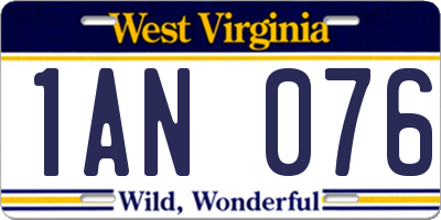 WV license plate 1AN076