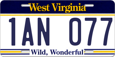 WV license plate 1AN077
