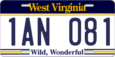 WV license plate 1AN081