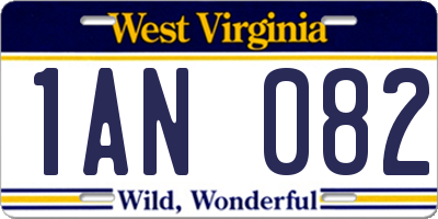 WV license plate 1AN082