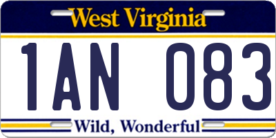 WV license plate 1AN083