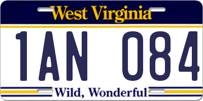 WV license plate 1AN084