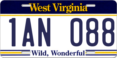 WV license plate 1AN088